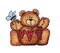 Teddy Bear with String of Hearts, Butterfly, Love, Embroidered, Iron on Patch
